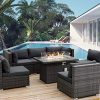 Large Size Grey Color PE Wicker Conversation Sets Patio Furniture Sectional Sofa with