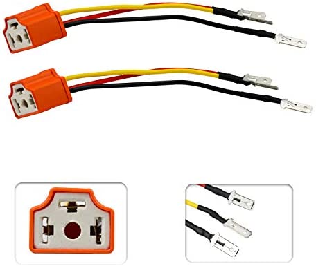 LivTee Ceramic H4 9003 HB2 Headlight Connector with 3 Adapter Wiring Harness Socket