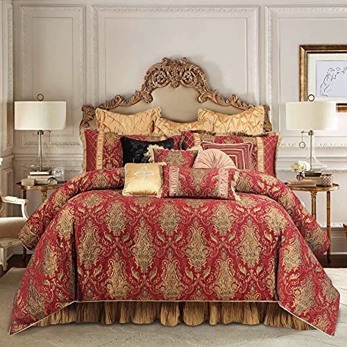 Loom and Mill 12-Piece Comforter Bed in a Bag, Classic Damask Jacquard Comforter Set