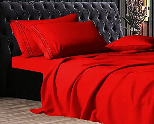 Luxe 1500 Thread Count Egyptian Quality 3-Line Sheet Set Breathable, Buttery-Smooth