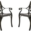 MEETWARM 2 Piece Patio Dining Chairs, Outdoor All-Weather Cast Aluminum Chairs, Patio