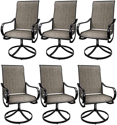 MEOOEM Outdoor Swivel Chairs Set of 6 Bistro Patio Dining Chairs High Back Armchairs