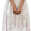 MERMAID'S CLOSET Womens Casual Off Shoulder Lace Maxi Dress White Wedding Bridesmaid