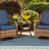 MFSTUDIO 3-Piece Patio Furniture Set,Outdoor Bistro Conversation Set with 2 Swivel