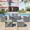 MOEO 6 Piece Patio Outdoor Dining Furniture Conversation Sectional Set with Coffee