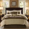 Madison Park Cozy Comforter Set-Luxury Faux Suede Design, Striped Accent, All Season