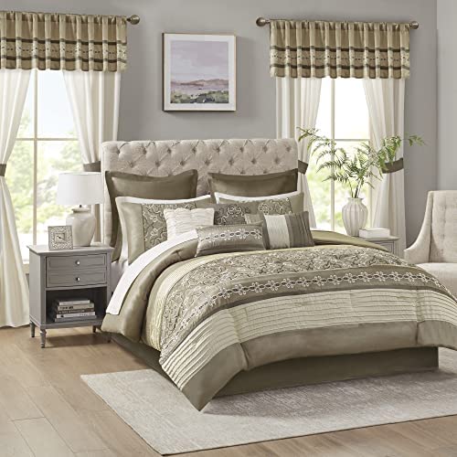 Madison Park Essentials Jelena Room in A Bag Faux Silk Comforter Classic Luxe All
