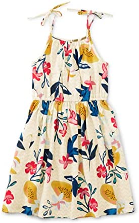 Mafulus Girls Boho Floral Print Dress Adjustable Spaghetti Strap Halter Neck Pleated