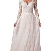 Miao Duo Women's Elegant Lace Beach Wedding Dresses for Bride 2022 with Sleeves