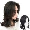 Middle Part Fringe Skin Base Topper 14" French Wavy Style Clip in Hairpiece for Women