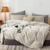 MooMee Bedding Duvet Cover Set 100% Washed Cotton Linen Like Textured Breathable