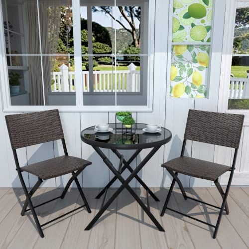NATURAL EXPRESSIONS 3 Pieces Outdoor Patio Bistro Set, Wicker Patio Furniture Sets