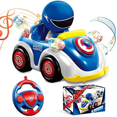 NQD Remote Control Cartoon Car for Toddlers with Music and Lights, 2.4GHz Radio