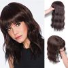Natural Wavy Synthetic Hair Crown Topper with Bangs Clip on Toppers for Women with