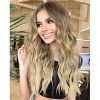 Nnzes Long Wavy Ombre Blonde Wig for Women Synthetic Ash Blonde Wig Wave Middle Part