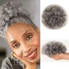 Ombre Grey Afro Puff Drawstring Ponytail Natural Kinky Curly Ponytail Hair Extension