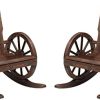 Outdoor Wood Rocking Chair w/Wagon Wheel Set of 2, Patio Lounge Rocker Set with