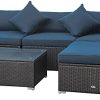 Outsunny 5 Piece Patio Wicker Furniture Set, Outdoor Sectional Sofa Set Rattan