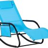 Outsunny Outdoor Rocking Chair, Patio Sling Sun Lounger, Pocket, Recliner Rocker,