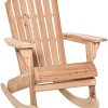Outsunny Wooden Adirondack Rocking Chair with Slatted Wooden Design, Fanned Back, &