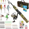 Oystern Kid’s Fishing Pole Kit with Spinning Reel - 62 Piece Tackle Bag, 4lb Test