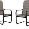 PATIO TREE 2 Pieces Outdoor C Spring Motion Dining Chairs, Patio Steel Textilene