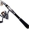 PLUSINNO Telescopic Fishing Rod and Reel Combos Full Kit, Carbon Fiber Fishing Pole,