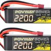 POVWAY 3S 11.1 V 2200mAh LiPo Battery 50C RC Battery with T Plug Compatible RC