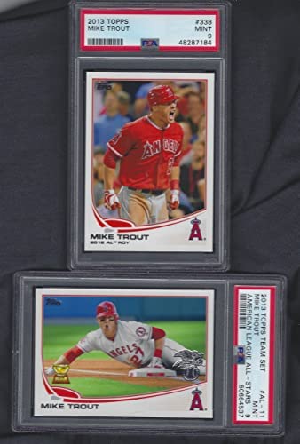 PSA 9 2013 MIKE TROUT TOPPS ALL STAR GOLD ROOKIE CUP & ROOKIE OF THE YEAR 2 CARD LOT