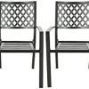 Patio Chairs Outdoor Furniture Stackable Metal Dining Armchairs, Black, Set of 4