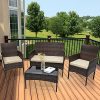 Patio Furniture Set, 4 Pieces Porch Backyard Garden Outdoor Furniture Rattan Chairs