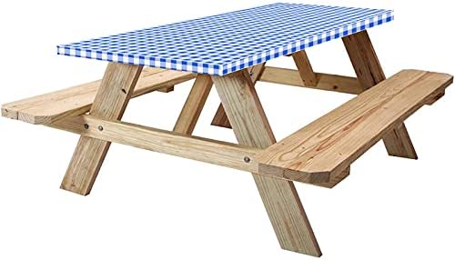 Picnic Table Cover, 6FT 72" x 30" Table Cloth, KENOBEE Flannel Backing Elastic Edge
