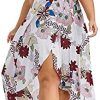 Plus Size Maxi Dress for Womens Summer Floral Print Long Dresses Sexy Lace Cold