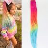 Ponytail Girl Hair Extension Straight Rainbow Color Cheerleading Piece