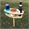 Portable Wooden Wine Rack, Outdoor Beer Table Folding Picnic Desk with a Bottle