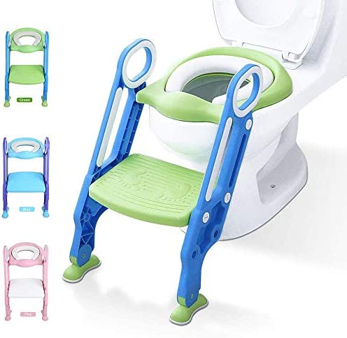 Potty Training Toilet Seat with Step Stool Ladder for Kids and Baby Adjustable