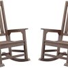 Psilvam Patio Rocking Chairs Set of 2, Poly Lumber Porch Rocker with High Back,