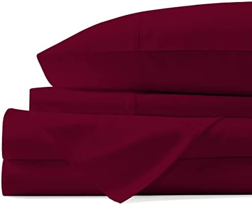 Pure Egyptian Full Size Cotton Bed Sheets Set (Full Size,800 Thread Count) Burgundy