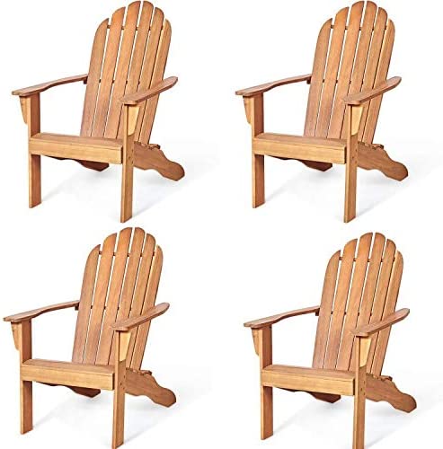 RELAX4LIFE Adirondack Chair Patio Chair Wooden Weather Resistant Chair for Yard,