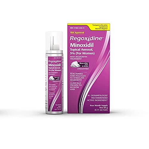 Regoxidine Women's 5% Minoxidil Foam (4-Month Supply) Helps Restore Top of Scalp Hair