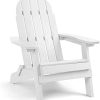 SERWALL Folding Adirondack Chair, Weather Resistant Wood-Like Patio Porch Backyard