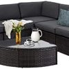 SUNCROWN 6-Piece Outdoor Wedge Sectional Patio Sofa Furniture Set All-Weather Brown