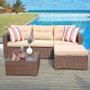 SUNSITT Outdoor Patio Furniture Set 4 Piece Sectional Sofa Conversation Set Brown