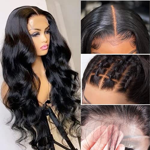 SUPERLOOK Transparent Lace Front Wigs Human Hair 4x4 Lace Front Wigs Body Wave 4x4