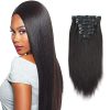 Sassina Italian Light Yaki Straight Clip in Human Hair Extensions Real Remy Double