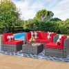Shintenchi 5 Pieces Outdoor Patio Sectional Sofa Couch, Silver Gray PE Wicker