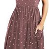 Simier Fariry Womens Summer Short Sleeve Swing Midi Casual Dress with Pockets