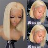 Smartinnov Blonde Bob Wigs Human Hair Lace Frontal T Part 13x1x4 Middle Part
