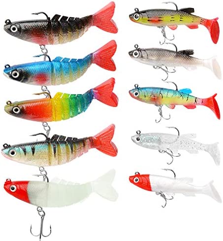 Soft Fishing Lures for Bass Jig Head Fishing Soft Plastic Lures with Hook Sinking