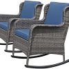 Soleil Jardin Outdoor Resin Wicker Rocking Chair with Cushions, Patio Yard Furniture